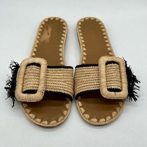 Carrie Forbes Kia Natural Raffia Sandals Natural Tan Beige Womens Shoes 37 7